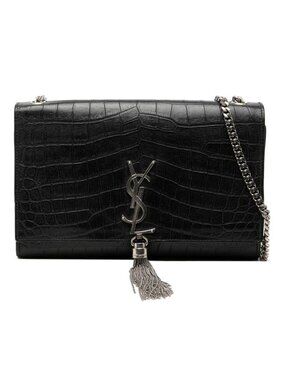 Saint Laurent YSL Monogram Classic Kate Croco Shoulder Bag
